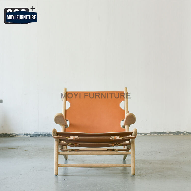 Leisure Chair Solid Wood Frame Durable Living Room Chair Adjustable Chair Featuring Ultrafine Fiber Leather Strap end