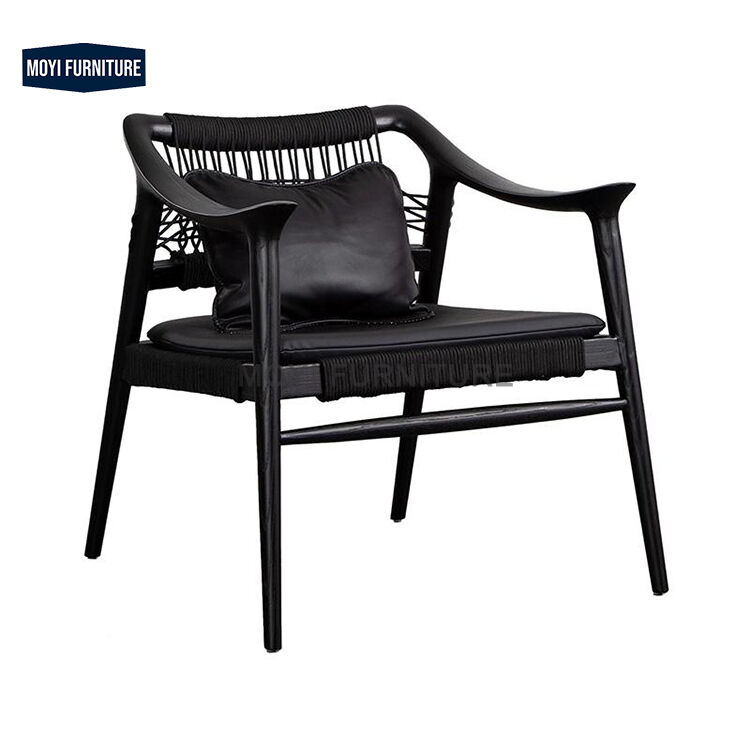 Leisure Chair Featuring Classic Design High Grade Ash Wood Leather Suede Fabric Living Room Chair Ideal for Hotel Lounge