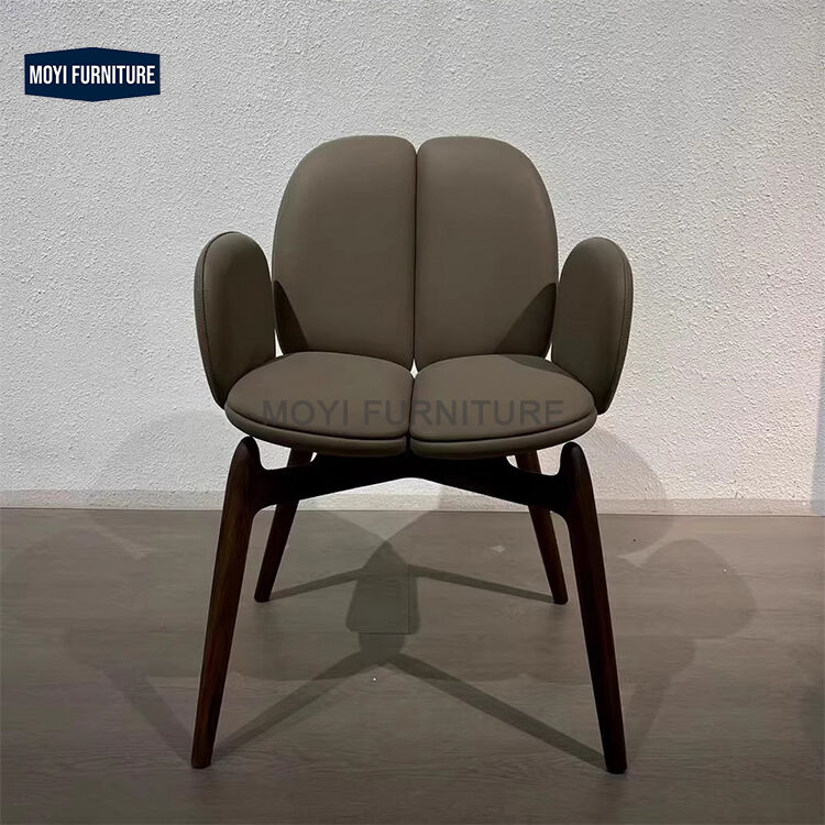 Luxury Modern Solid Wooden Leather Dining Chair Creative Designer Makeup Chair for Hotel Restaurant Cafe Home Furniture