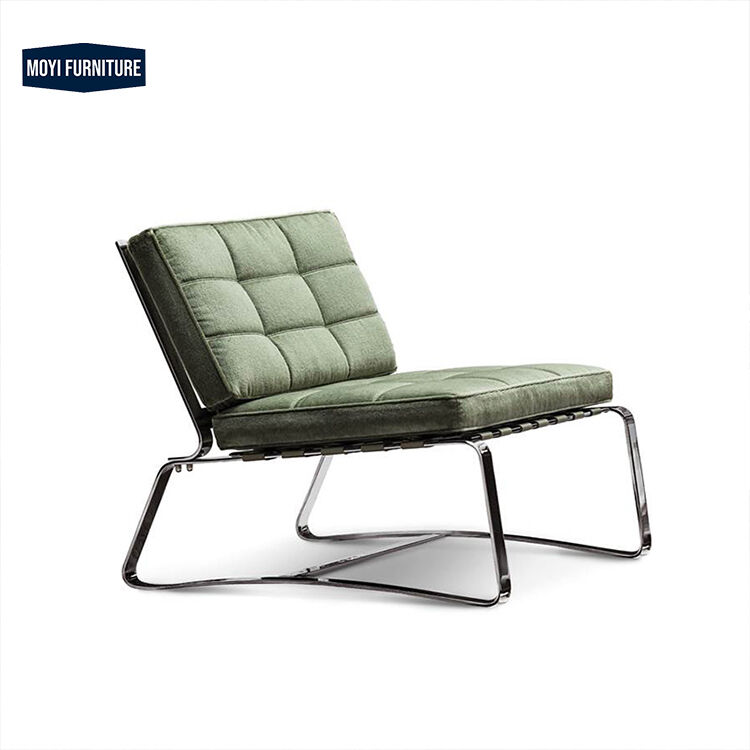 Mail Packing Arm Chair Modern Living Room Accent Chair Comfort Leisure Chair Fabric Lounge Chair Metal Leg Green Chair