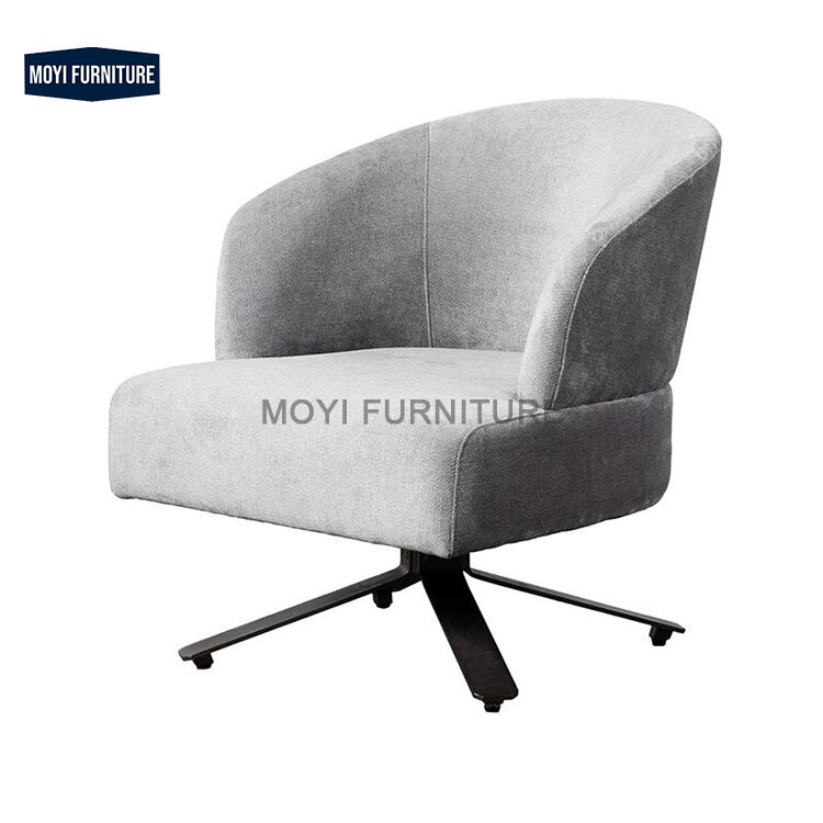 Modern Nordic Leisure Chair Light Luxury Velvet Office Chair Cloth Lazy Balcony Metal Swivel Chair Living Room Furniture