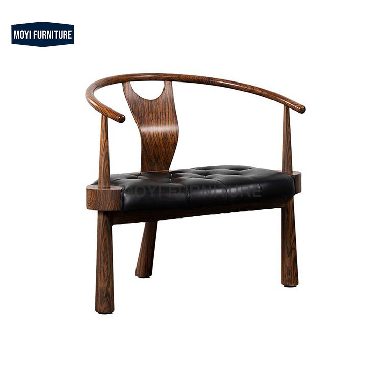 Solid Wood Legs Home Furniture Chinese Style Single Sofa Chair with Tea Table Light Luxury Balcony Lounge Modern Dining Hotel