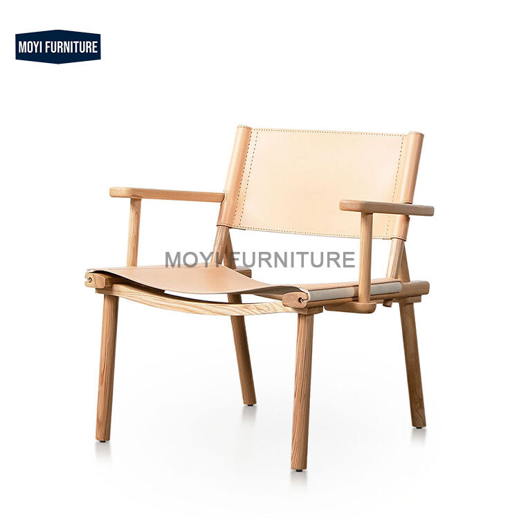 Saddle Leather Nordic Designer Dining Chair Light Luxury Simple White Ash Wood Imported Armchair for Restaurant Meetings