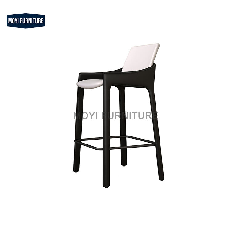 MOYI High Quality Living Room Walnut Saddle bar Chair Metal Base bar Stool for Dining and Restaurant Commerical Use
