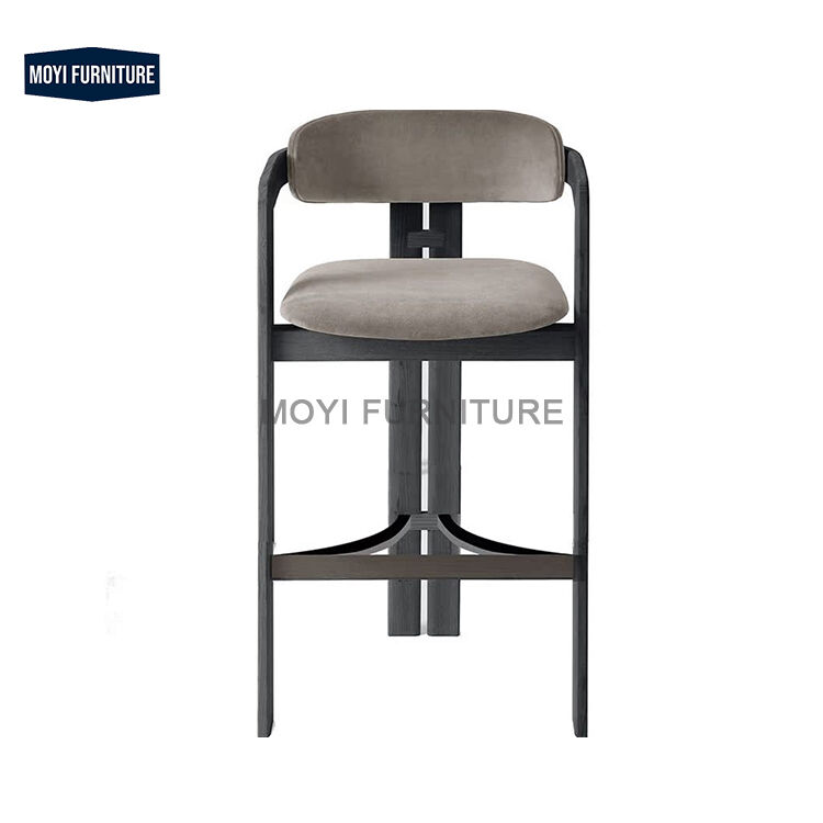 MOYI Modern Nordic Vintage Wooden Leather Upholstered Bar Stools for Kitchen Island and Counter