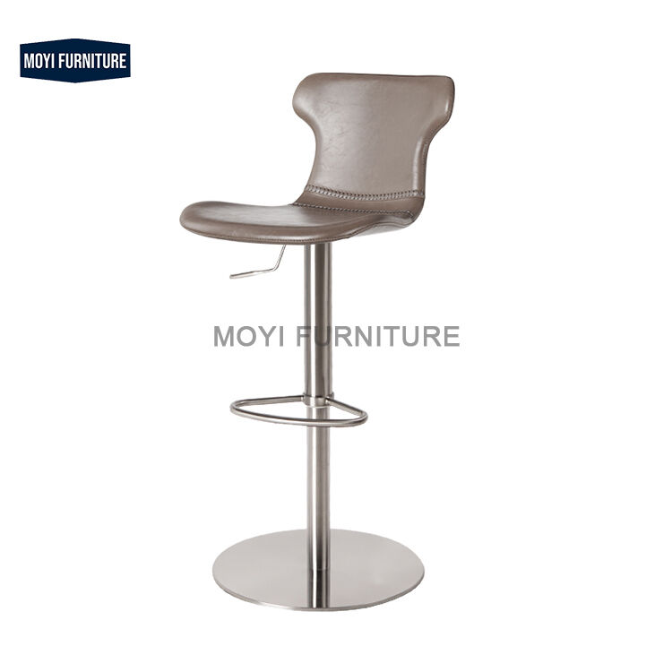 MOYI Nordic Bar Furniture Horse Saddle Leather Chair Swivel High Scandinavian Bar Stools for Restaurants and Clubs