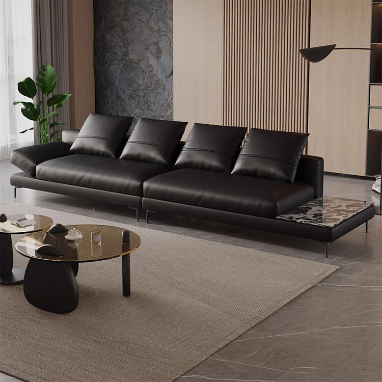 Italian Luxury Modern Villa Hotel Reclining Corner Leather Sectional Sofa Living Room Furniture Sponge Home Sofas