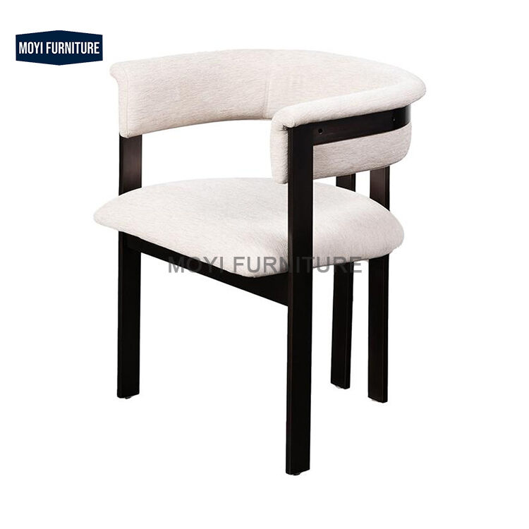 Fancy Wooden Solid Wood  Curved Back Velvet Modern Dining Room Retro High Padded Ar Ergonomic Round Luxury Dining Table Chair