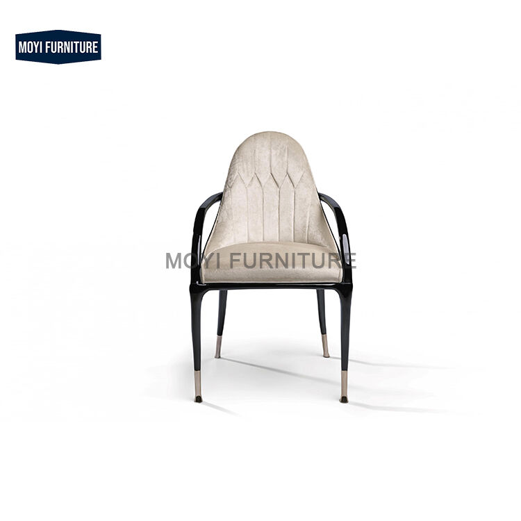 Italian Design Dining Chairs with Comfortable Genuine Leather Backrest Wood Legs Hotel Leisure Cafe Chairs