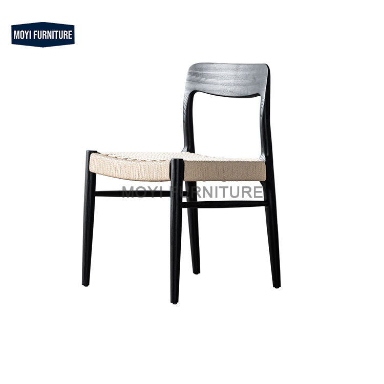 Solid Oak Dining Chair with Rope Design Modern and Traditional Home Furniture for Kitchen Hotel and School for Home Use