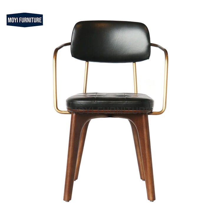 New Design Industrial Style Dining Chair with Comfortable Cushion and Wooden Legs Restaurant Dining Room Chair