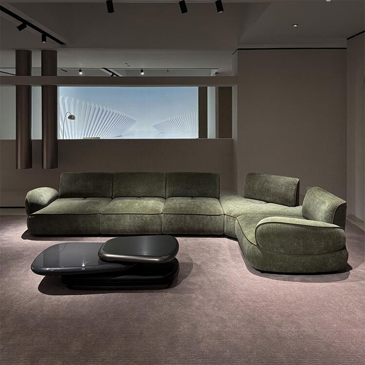 Italian Designer Cream Style Sectional Sofa Customizable Minimalist Living Room Set with Movable Backrest for Apartment Villa
