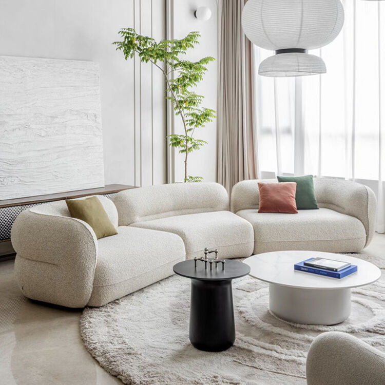 High Quality European Design Boucle Fabric Modular Curved Sofa Set for Living Room or Apartment Sofa