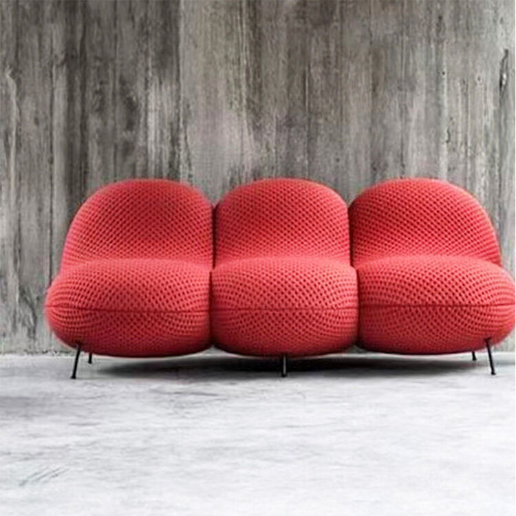 Italian Home Livingroom Leisure Chair Knitted Fabric Black Iron Leg With Ottoman Single Lounge Chair for Hotel