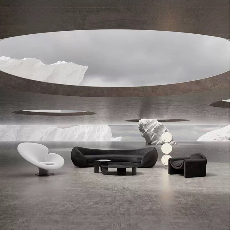 Minimalist White Fabric Half Moon Shape Sectional Sofa Modern Round Couch Hotel Lobby Circular Sofa Special Shaped Cashmere Sofa