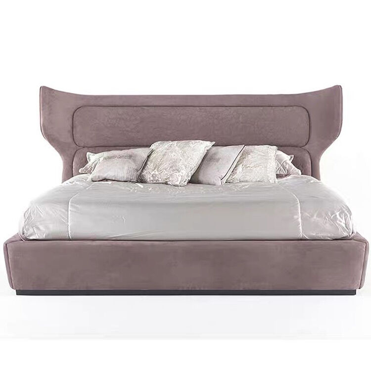 Hot Sale Italian Modern Style Fabric Comfortable Furniture Bedroom King Size Double Bed