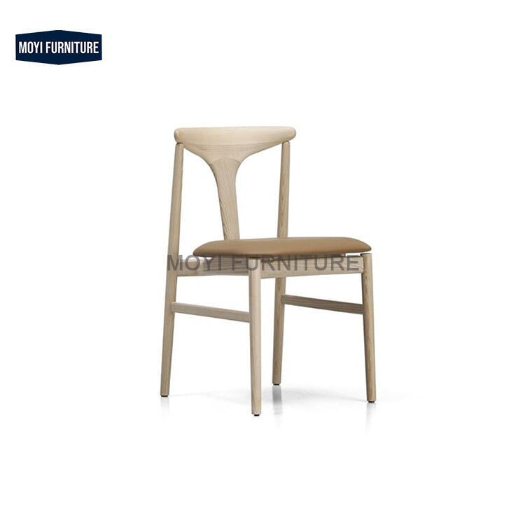 French Design Home Furniture Black Ash Frame High Backrest Leather Seat Dining Wooden Chairs for Restaurant