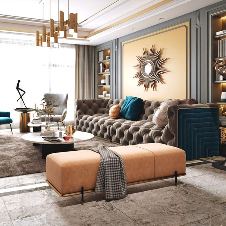 High-end Custom Italian Couches Living Room Solid Wood Fabric Sofa House Villa Sitting Room Luxury Modern Furniture Sofa Set