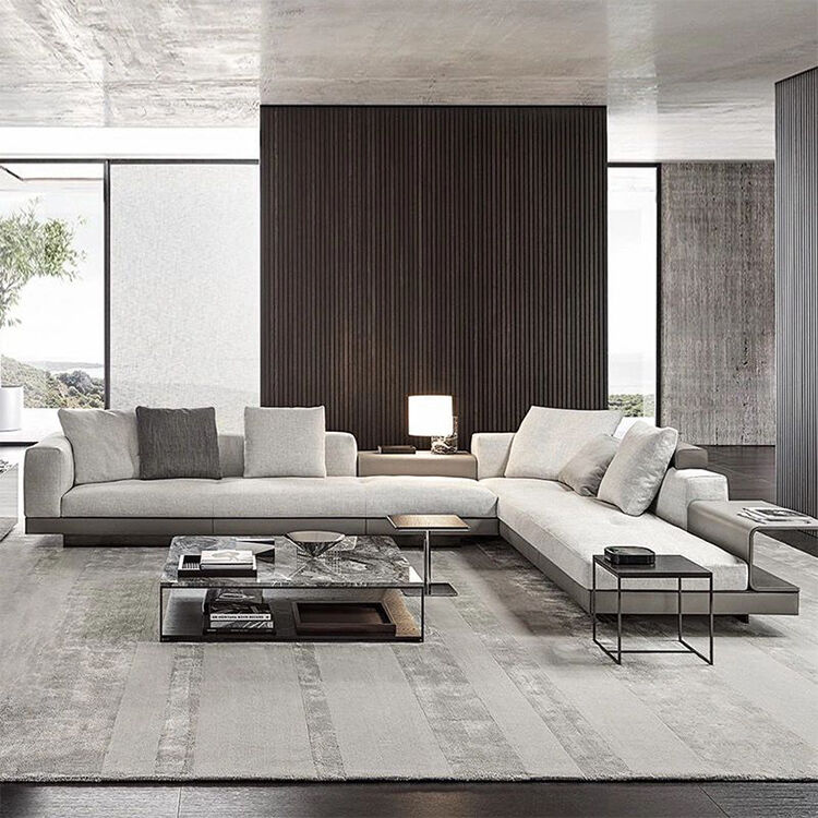 Italy Design Genuine Leather Living Room White Simple Design Modern Sofa Set L Shaped Leather White Sectional Sofa