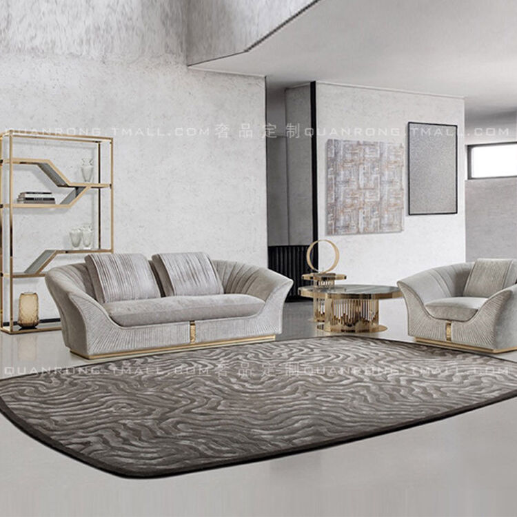 Gold Stainless Steel Base 3 Seater Luxury Dark Gray Velvet Fabric Quilted Finish Charisma Fixed Sofa