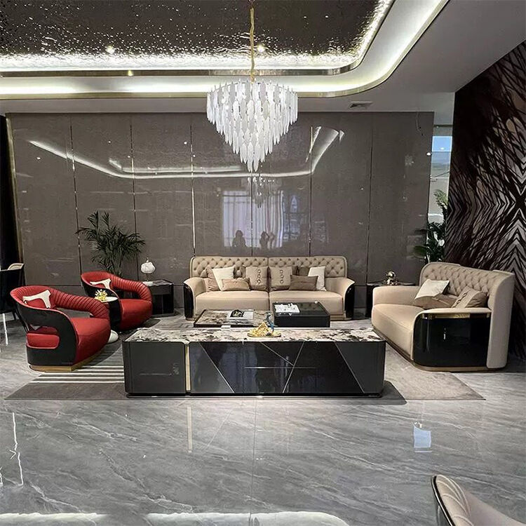 Modern Luxury Living Room High-End Leather Sectional Sofa Set Home Furniture with Corner Feature for Dining