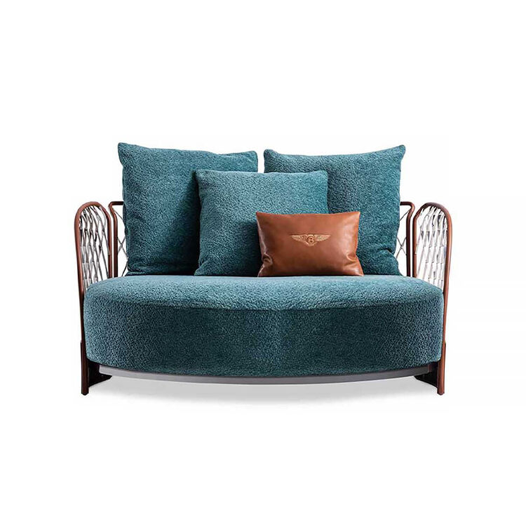 Blue Italian Luxury Patio Furniture Garden Round Sofa Outdoor Loveseat Metal Modern Italian Round Outdoor Sofa