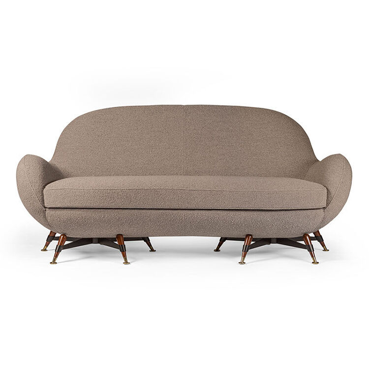 Nordic Luxury Modern Upholstery Teddy Fabric Sofa Set Furniture Wood Leg Cream White Boucle Fabric Sofa