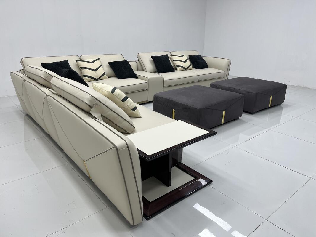 MOYI Luxury Modern High Quality Leather Fabric Luxury Capri Simple Living Room Sofa Villa Living Room Furniture