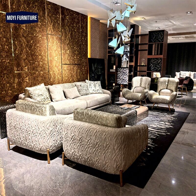 MOYI Leopard Print Luxury Fabric Sofa Set for Living Room Personalized Furniture for Apartment or Villa