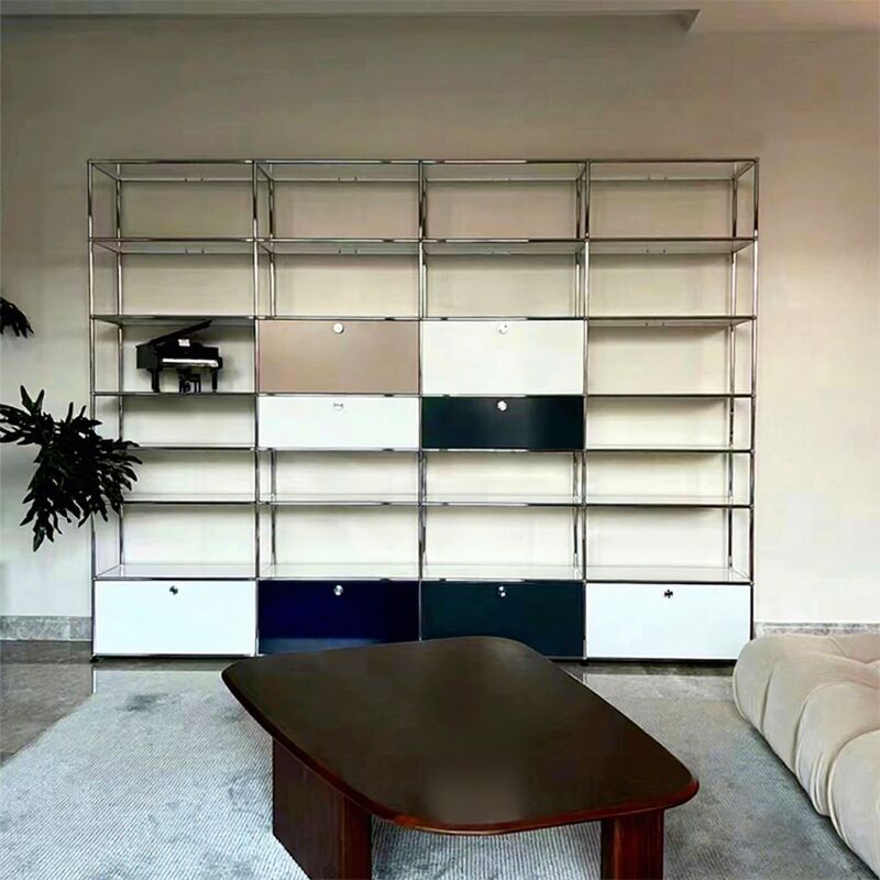 MOYI Large Storage Wall Unit Display Wine bar Divider Cabinet Designs Stainless Steel Console Modern Living Room Cabinet