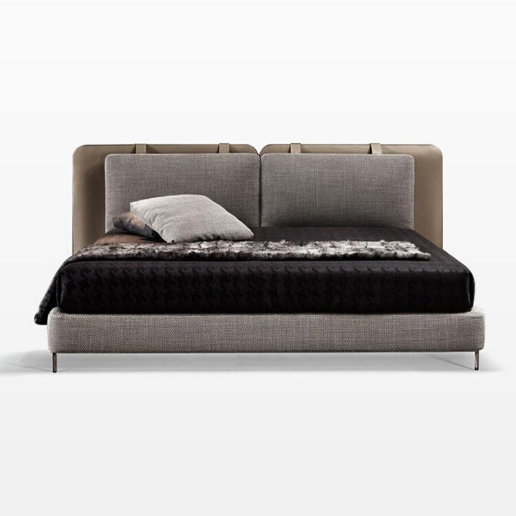 GEDO Modern Luxury Bedroom Furniture Bedroom Set King Size Solid Wood Genuine Leather Bed