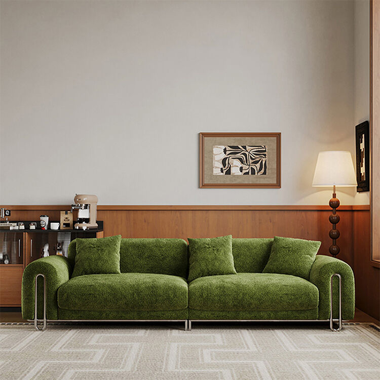 2025 Factory Sale French Minimalist Vintage Chenille Fabric Sofa Green Cream Breeze Living Room Creative Module Sofa Loveseat