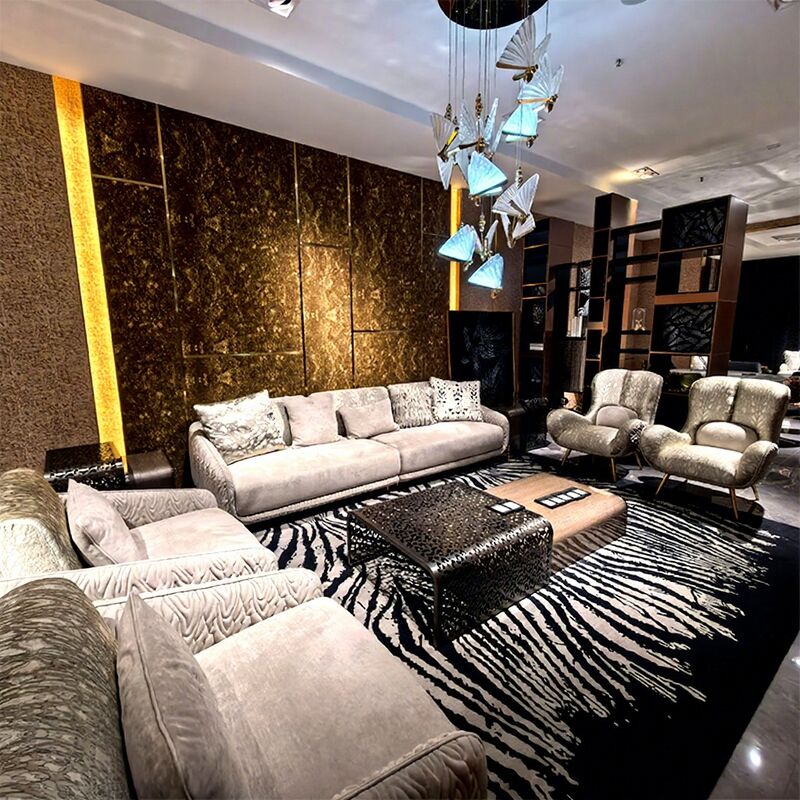 New Design Microfiber Fabric Leather Sofa Home Furniture House Sofa Set Luxury Living Room With Brass Legs