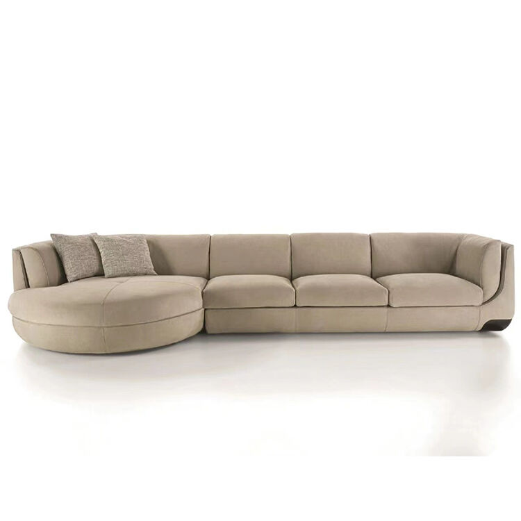 Italian Luxury Leather Sectional Sofa Couch High-End Manufacturers' Modular L-Shape Tufted Features Hotels Villas Living Room