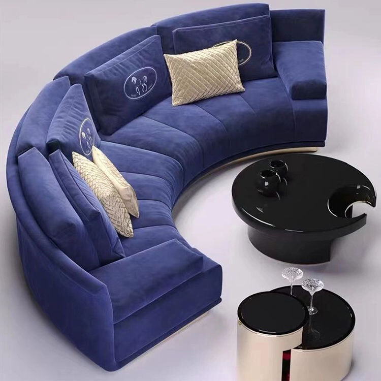 Latest Popular Modern Designs Living Room Metal Base White Fabric Sofa Velvet Couch Lobby Curved Sofas