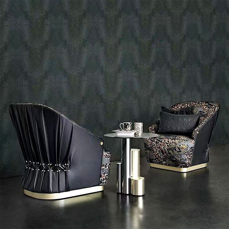 Modern Luxury Leopard Black Leather Sectional Sofa Set One Sexy Lady Seat for Bedroom Furniture