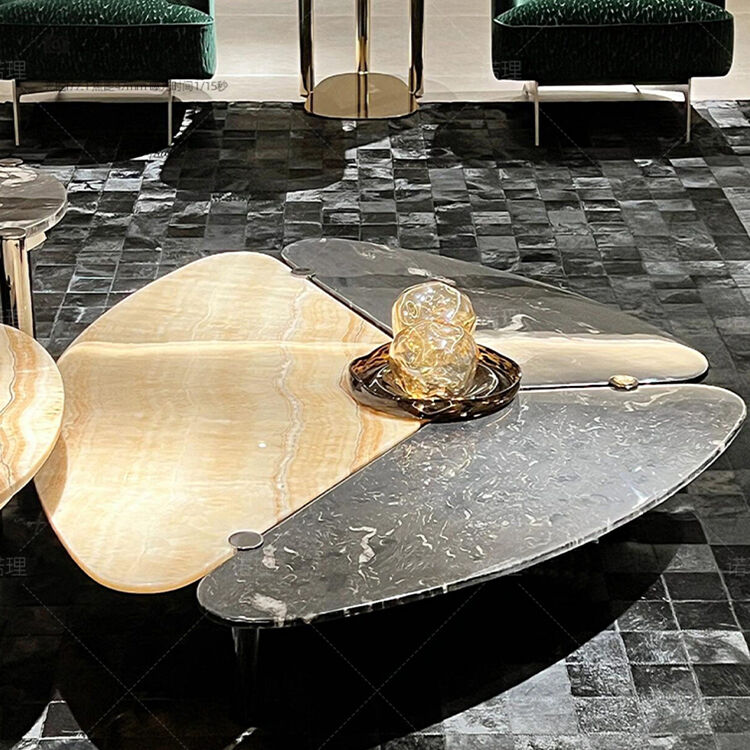 Modern Italian Style Luxury Italian Style Marble Top Living Room Irregular Coffee Table Fabric Circle Center Tea Home Furniture