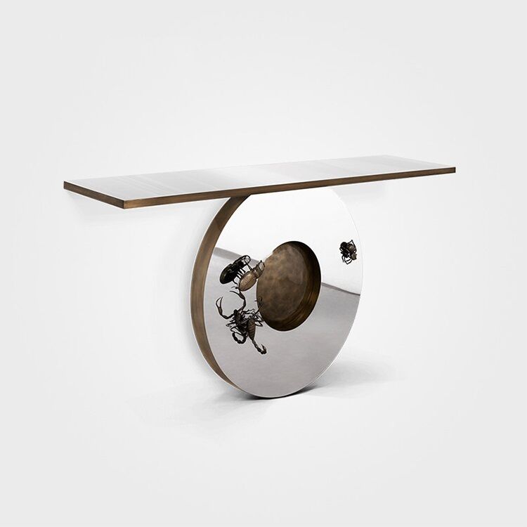 Custom Living Room Furniture Inserts Decorative Console Table Stainless Steel Sliver Console Table Villa Light Luxury Furniture
