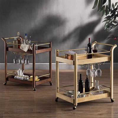 Good price Multi Functional Modern Iron and Wood Trolley Featuring Finest Wooden Cart Wheels Suitable Hotels Bars online