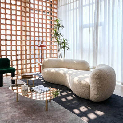 Good price High density and high resilience foam 45 to 65 percent modern art round lounge sectional boucle velvet curved modular sofa online