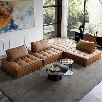 Good price Tufted Modular Sofa Nordic Minimalist Design Lamb Wool Leisure Sofa Floor Chair Wood Legs Apartment Living Room Sofa online