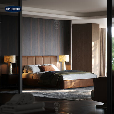 quality OEM Accepted Modern King Size Bed Frame Upholstered Wooden Queen Double Bed Frame for Hotel Bedroom factory