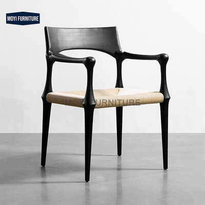 Good price Modern Solid Wood Retro Dining Chair Creative Leisure Designer Rattan Black Relax Conference Armchair Comfortable Design online