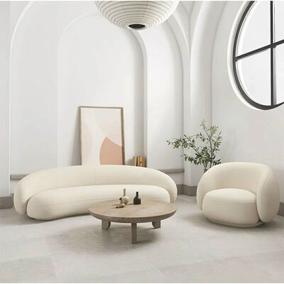 Good price 280 70 160cm OEM Accepted Modern White Circle Round Curved Sofa Minimalist Contemporary Boucle Nordic Velvet Half Moon Sofa Set online
