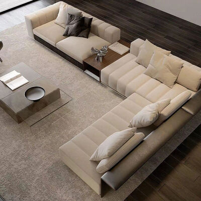 Good price High density and high resilience foam fabric cover modern Italian L shape sectional sofa set luxury leather living room sofas online