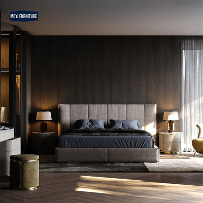 Good price Oak Wood Frame Double Bed Luxury Bedroom Furniture Featuring Modern Style High End King Size Velvet Headboard online