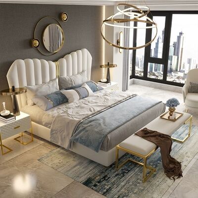 Good price Mail Packing King Size Upholstered Bed with Solid Wood Frame Modern Luxury Bedroom Furniture Collection online