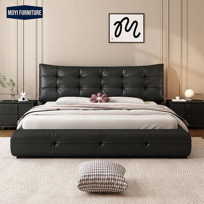 Good price Synthetic Leather Upholstery Wooden Frame Foam Fabric Bed Modern Soft Wooden Bed Frame King Full Size Double Bed Set online