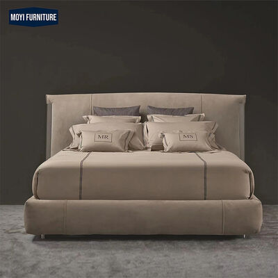 Good price Oak wood bedroom set Italian hotel latest designer double bed modern leather frame king size luxurious furniture design online