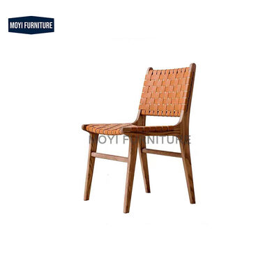 Good price Dining Room Furniture Solid Wood Dining Chair with Upholstery Material Leather Nordic Brown Saddle Seat Restaurant online